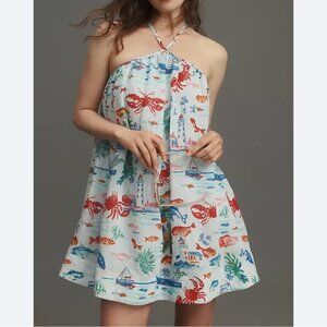 Maeve Anthropologie Halter Swing Mini Dress Sea Life Size Medium